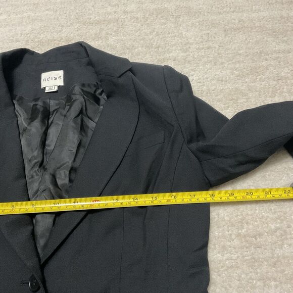 Reiss Women's Long Sleeve Lined One Button Blazer Black Size 8 Wool Blend - Picture 6 of 8